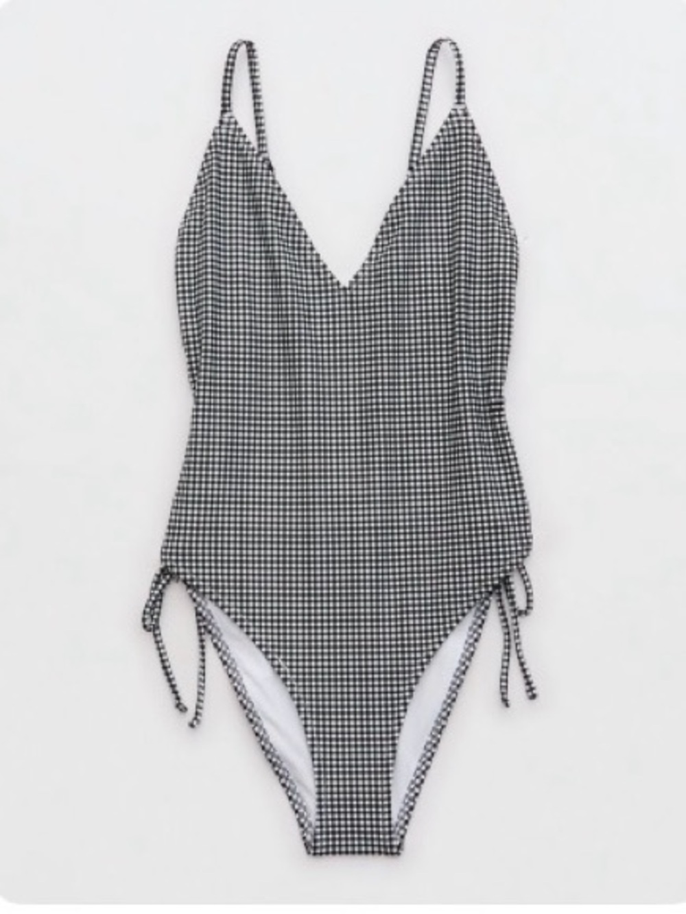 Aerie Plunge One-Piece Swimsuit - Black and White Gingham